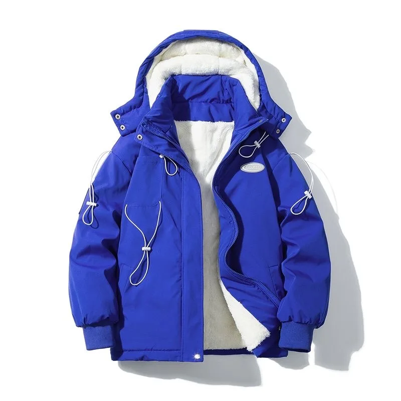 

Winter New Fashionable Plush Thick Warm Hooded Cotton Jacket for Men's Casual Loose Sports Large Size High Quality Coat M-5XL