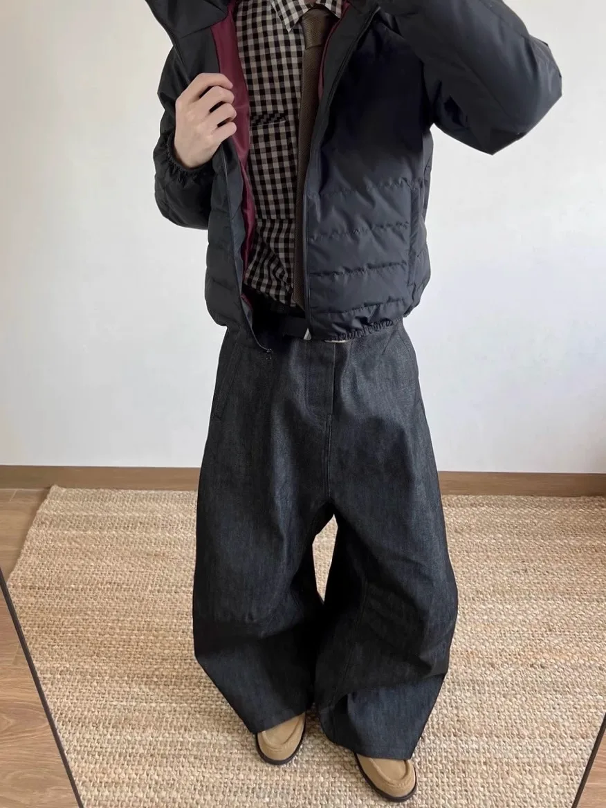 Cleanfit Amerikaanse High Street originele kleur denim losse pasvorm herenjeans Trendy casual rechte pijpen midden taille lange broek