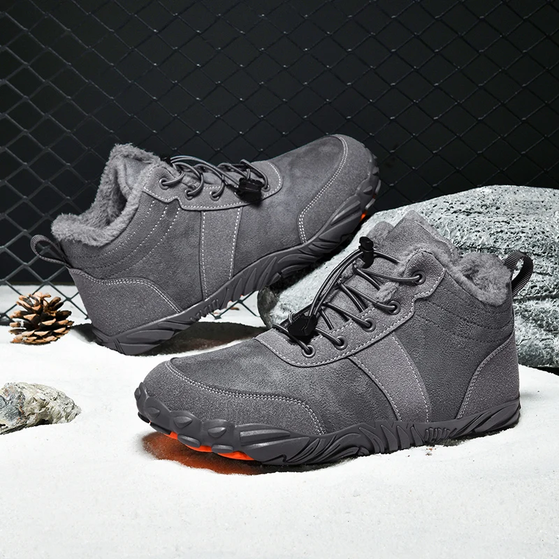 

Boots Men Outdoor Walking Shoes Fashion Barefoot Men boots Male Flats Comfortable Casual cotton Shoes Men Winter Boots