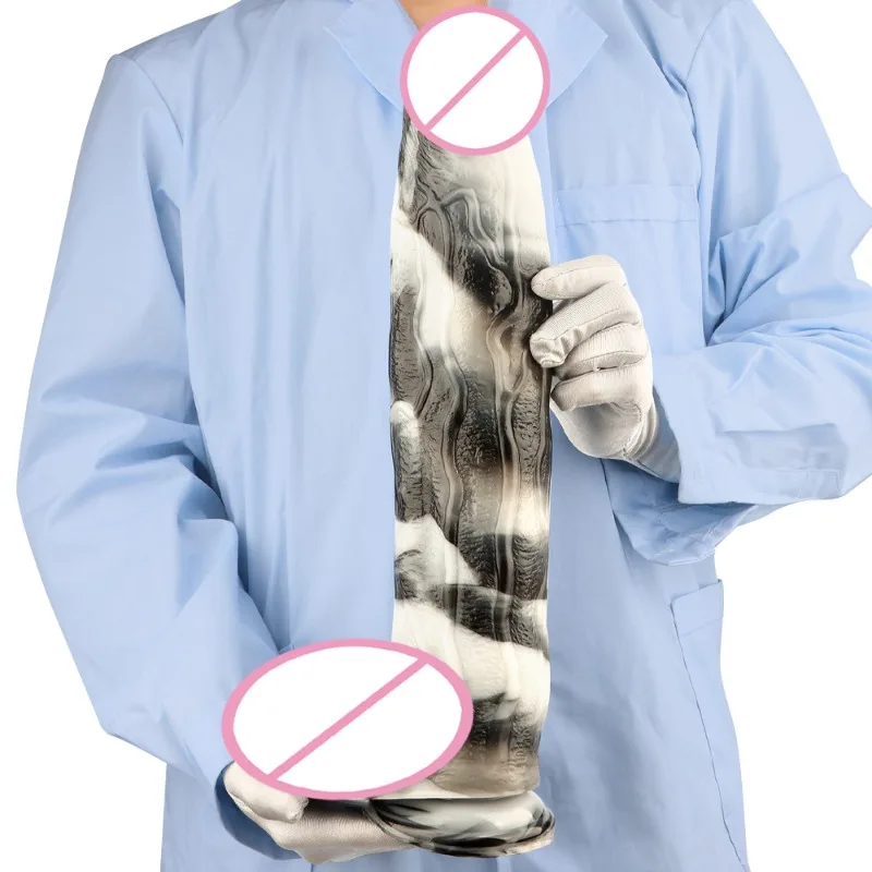 أبيض وأسود مختلط اللون 43*8.3 سنتيمتر الترا طويلة الخام تقليد حقيقي و وهمية كبيرة القضيب المكونات الشرج لعبة وهمية القضيب لعبة الجنس #1