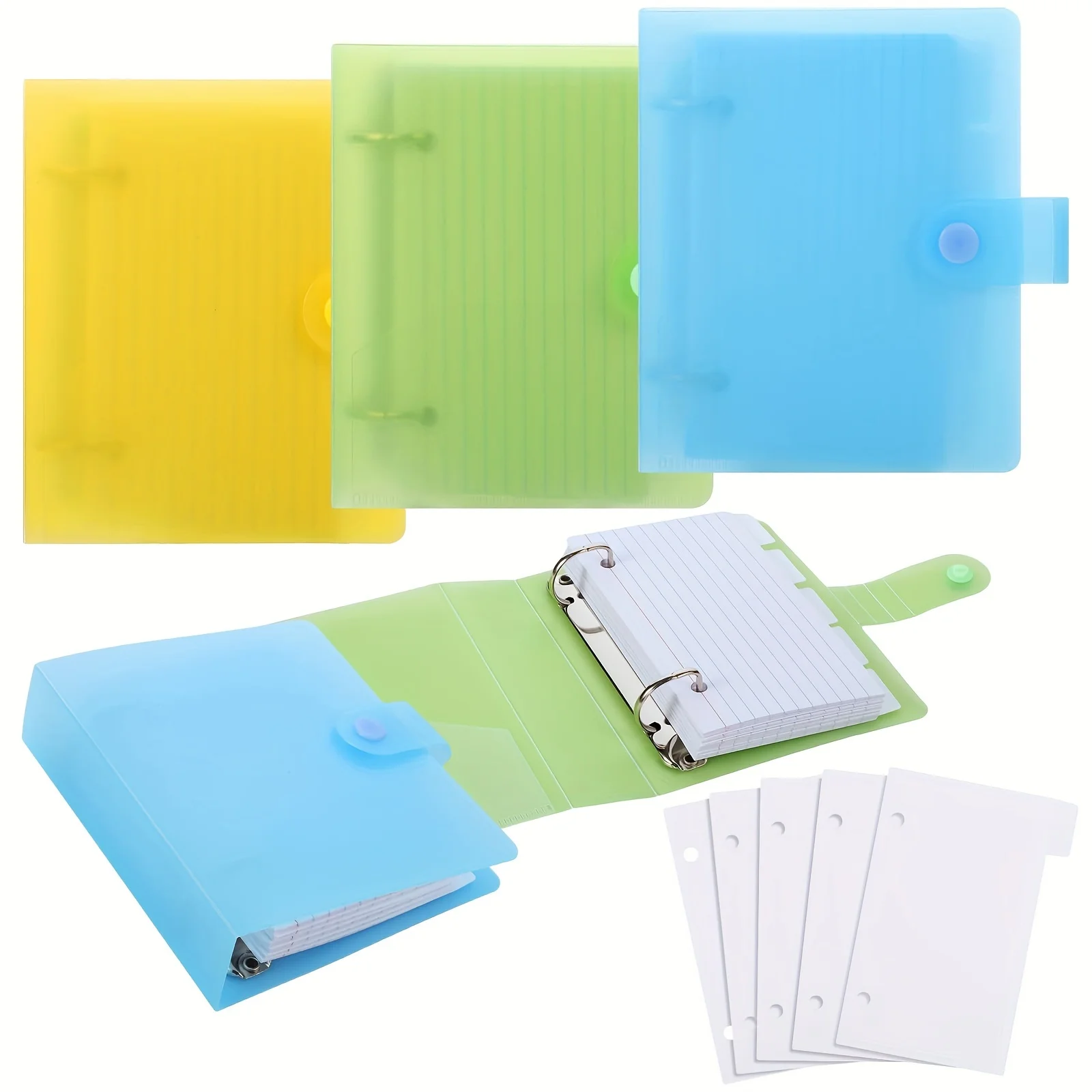 50 Page Index Card with Binder and Divider - Lined with Learning Flashcards, Memos, Office Supplies, School Supplies, Organizers