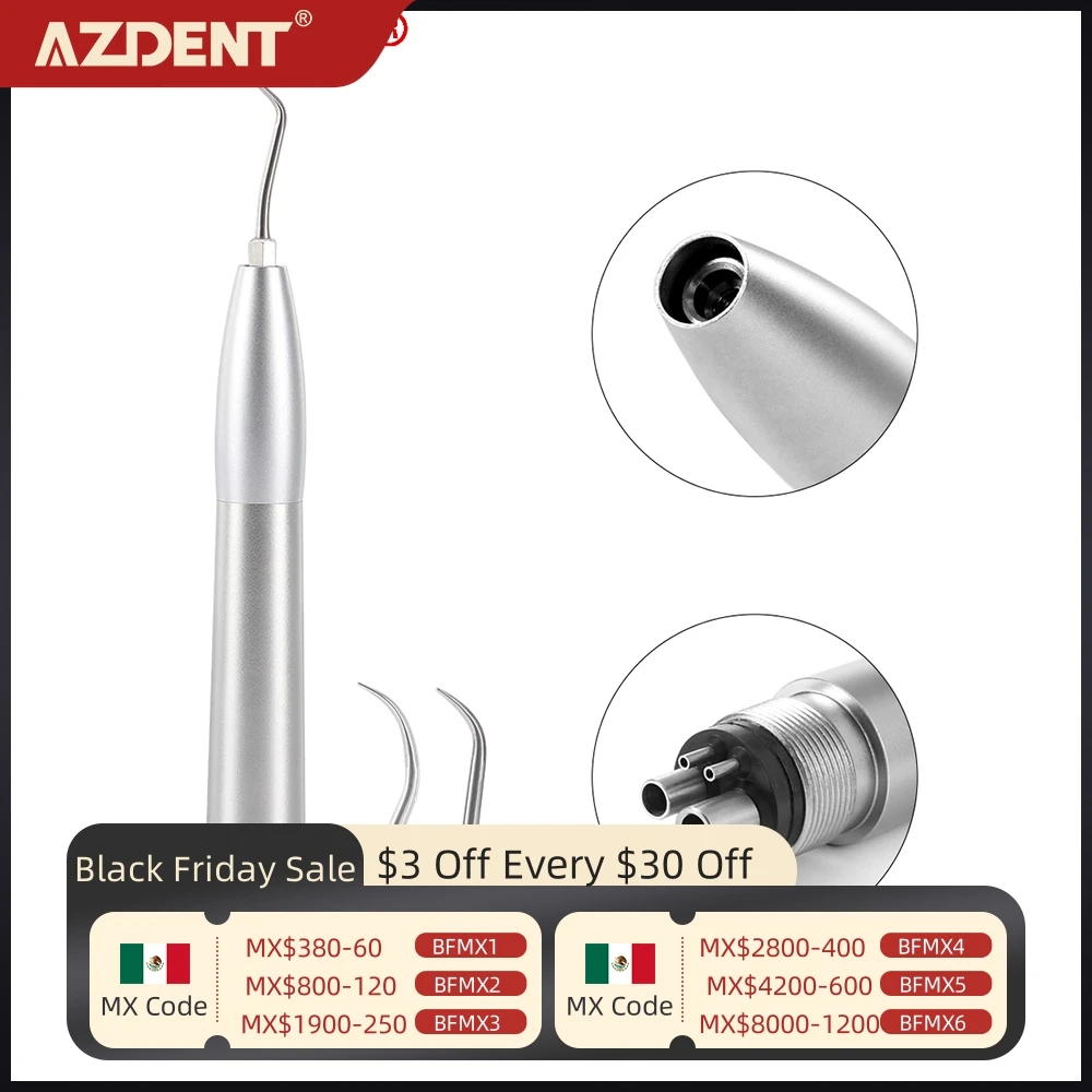 2024 AZDENT Dental Air Scaler Handpiece Sonic Scaler Tooth Cleaner With 3 Tips 2 4 Holes Air Scaler Comfortable Dentistry Tools