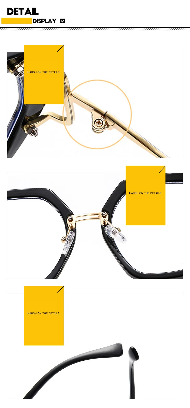 2023 neue Marke Design Mode Große Polygon Frauen Gläser Rahmen Photochrome Anti Blau Licht Computer Lesen Hyperopie Brillen – Detail 11