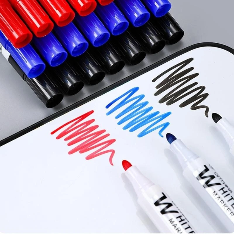 090F 10Pcs Erasable Whiteboard Marker Water Based Inks Quick Drying Whiteboard Marker