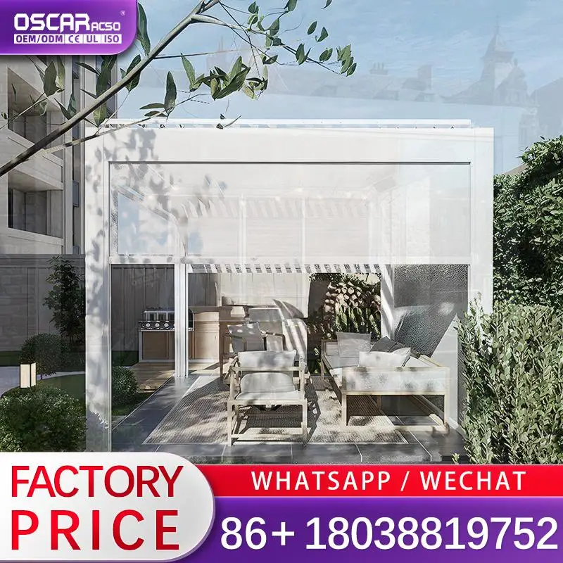 European 3x3 3x4 4x3 4x4 4x5 4x6 6x3 6x4 6x5 6x6m Easily Assembled Windproof Waterproof Outdoor Aluminum Pergola with Louvers Pa