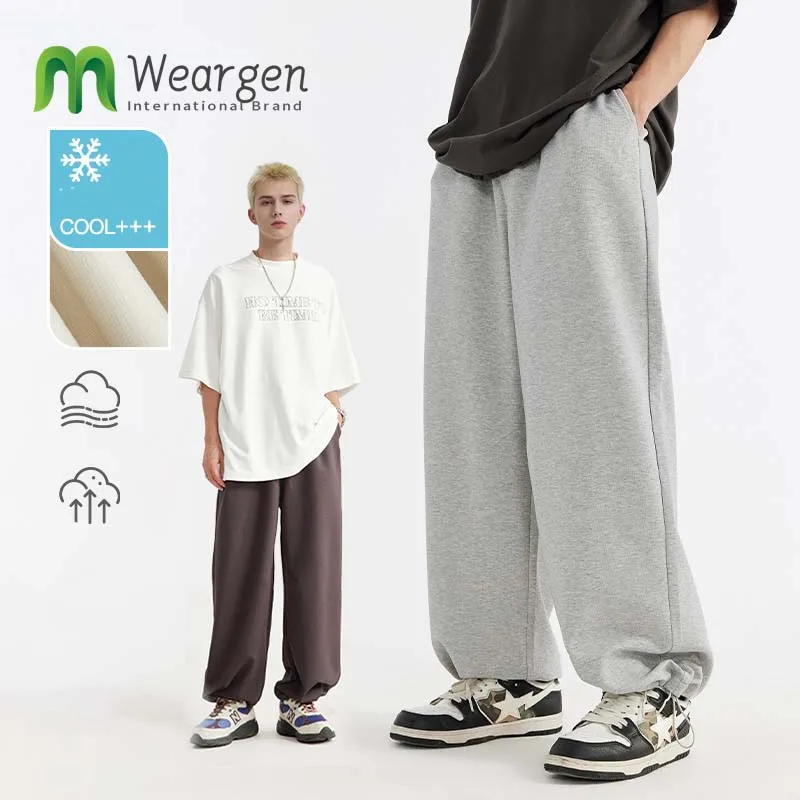 

Summer Casual Oversize Pants Men Streetwear Solid Harajuku Loose Straight Trousers Wide-leg Baggy Pants For Man 12531S24