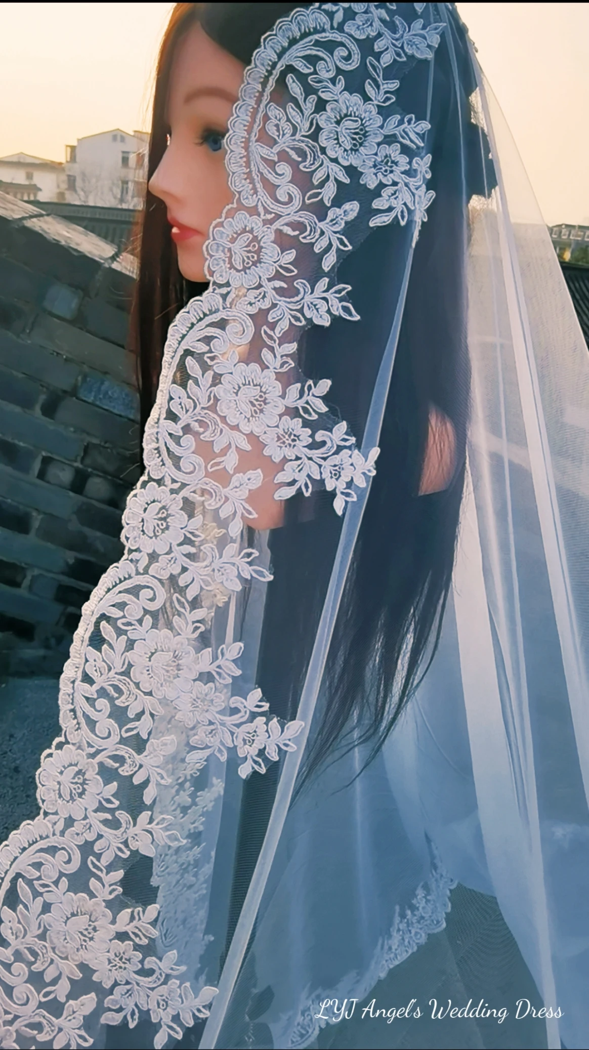 1 Tiera Elegance Lace Wedding Veil Cathedral Bridal Veils with Comb 3M Long Veil Wedding  Accessories MM