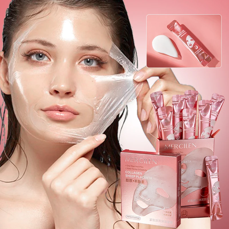 Mercilen Firming, Brightening, and Elasticizing Facial Mask 6g*10 Packs, Contains Niacinamide, Collagen, and Plant Squalane for Deep Moisturizing and Brightening of Facial Skin, Making Skin Look Younger, Halloween, Christmas Skincare Gift