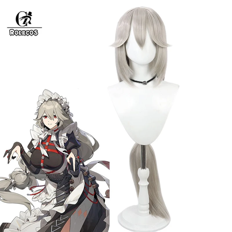 

ROLECOS Synthetic Hair Zenless Zone Zero Alexandrina Sebastiane Cosplay Wigs Alexandrina Sebastiane 100cm Long Grey Cos Hair