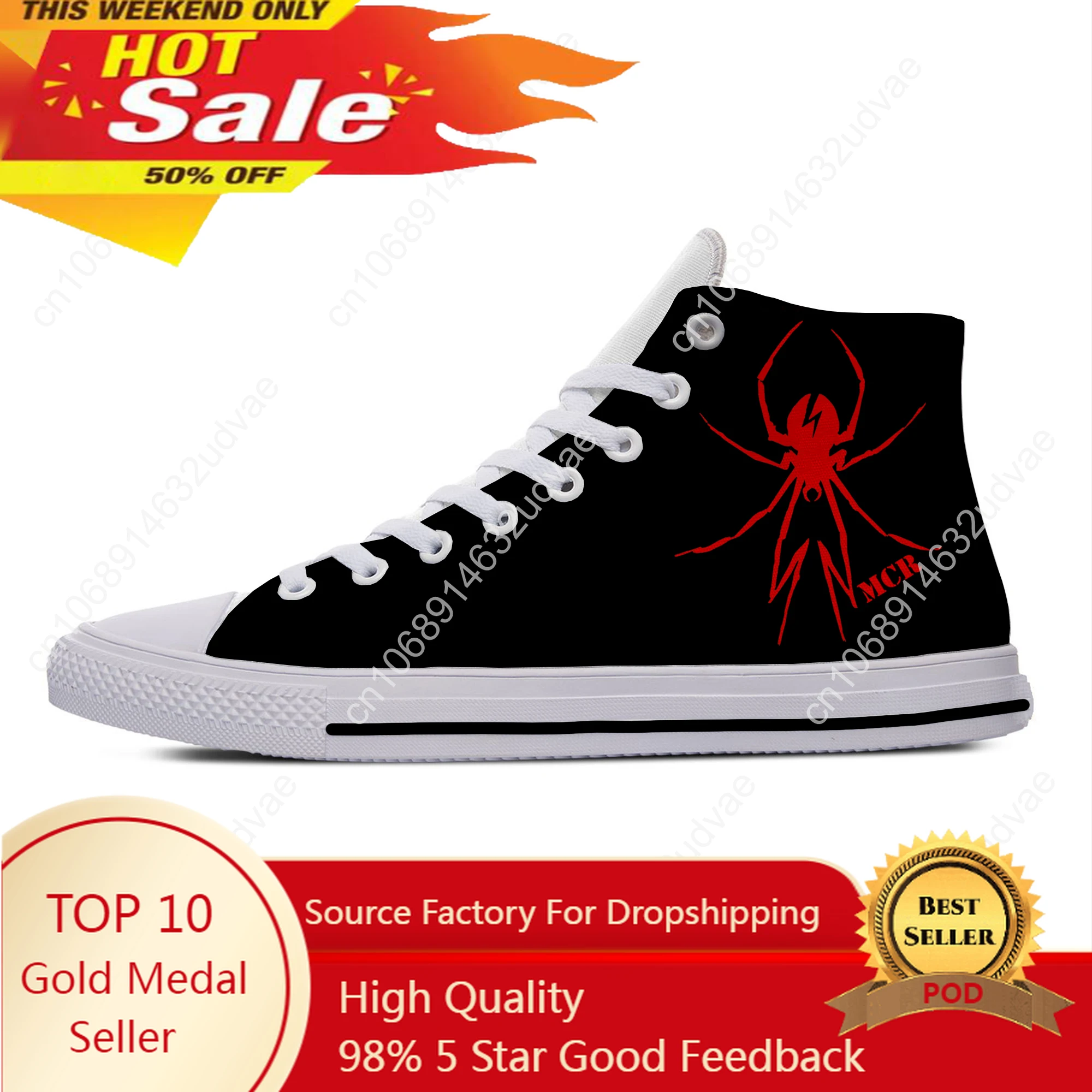 Hot Summer My Chemical Romance MCR Rock Band Funny Casual Shoes High Top Lightweight Men Women Sneakers Breathable Board Shoe