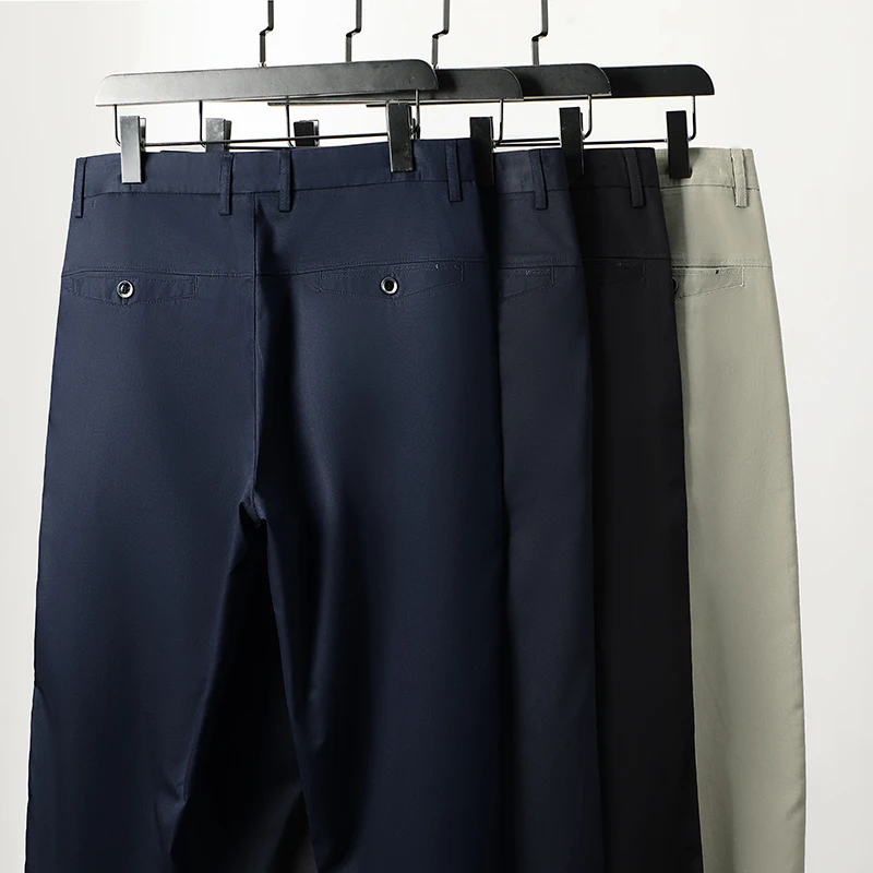 Pantaloni Casual in fibra di bambù pantaloni dritti larghi sottili estivi da uomo pantaloni lunghi antirughe Casual da lavoro formale