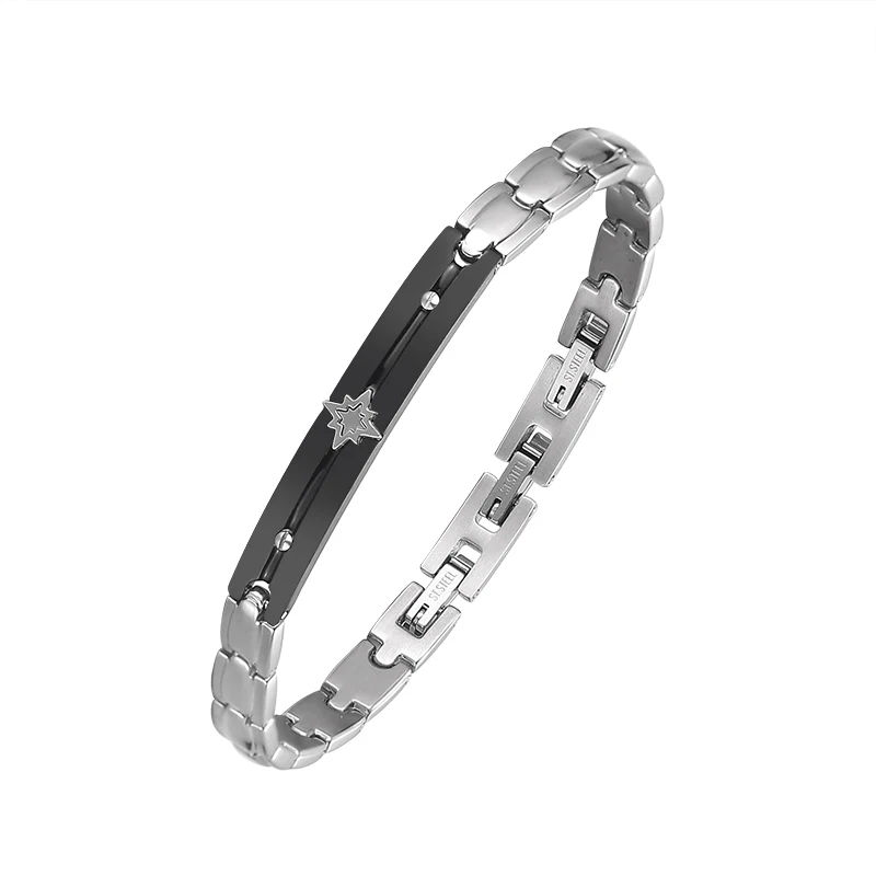 Men's Fashion Stainless Steel Bracelet Vacuum Plating Black Curved Star Anise Element 3 Jewelry Buckles Can Adjust  Leng