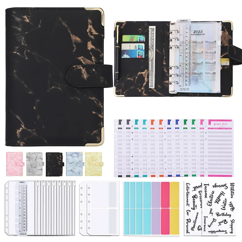 Marble Money Budget Planner Binder With Zipper Envelopes Cash Envelopes For Budgeting Money Organizer For A6 Cash Budget Binder