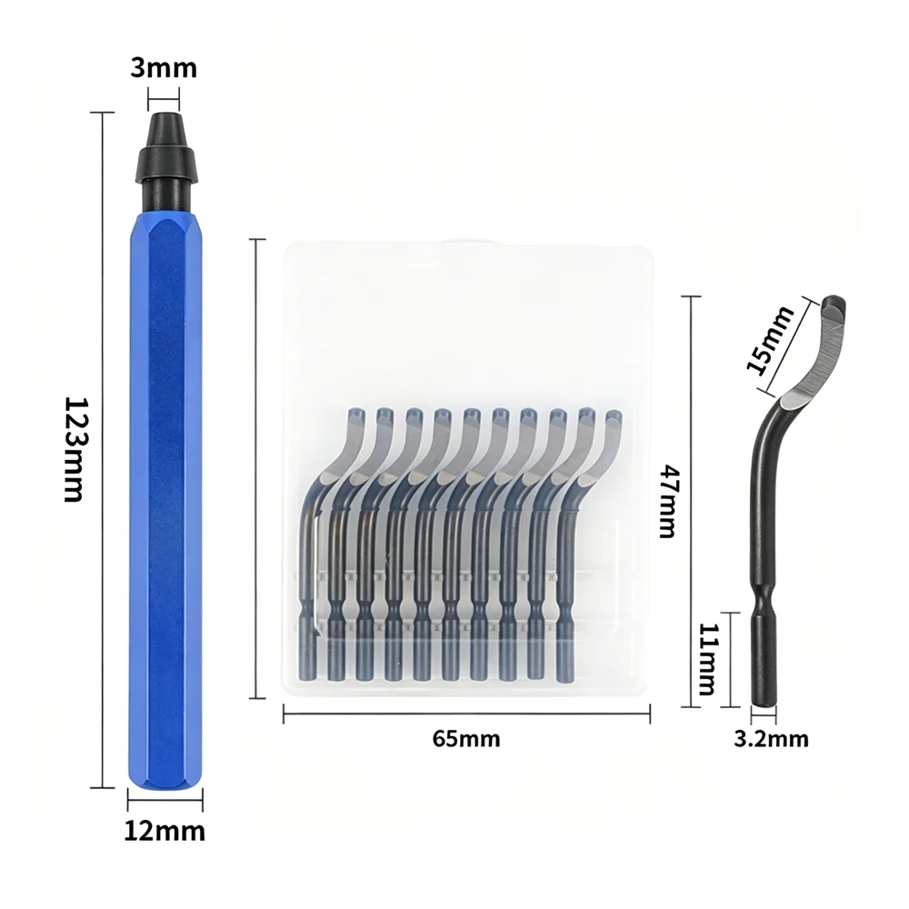 11PCS Deburring Tool Set High Speed Steel Rotary Blades Burr Removal Reamer for Resin Metal Plastic PVC Copper Pipes