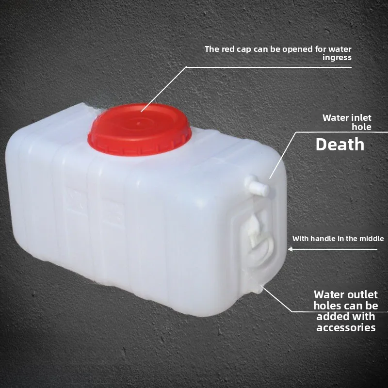 6 Points Inlet and Outlet Water Storage Tank Plastic Bucket Household 15KG Rectangular Thickened Water Tower with Faucet