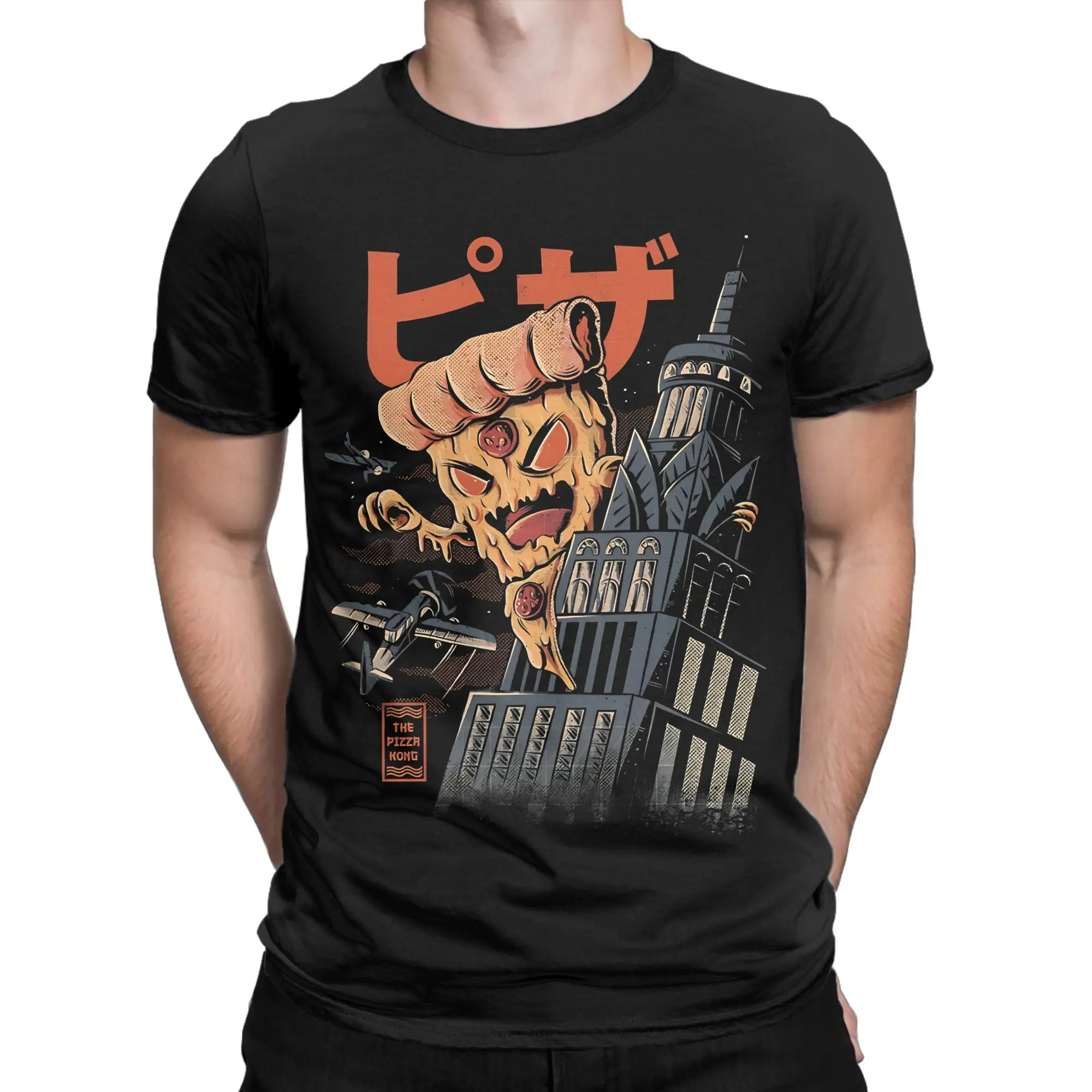 Pizza Kong Boxy  Classic Novelty 100% Cotton T-Shirt Kaiju Monster Tees Tops For Men