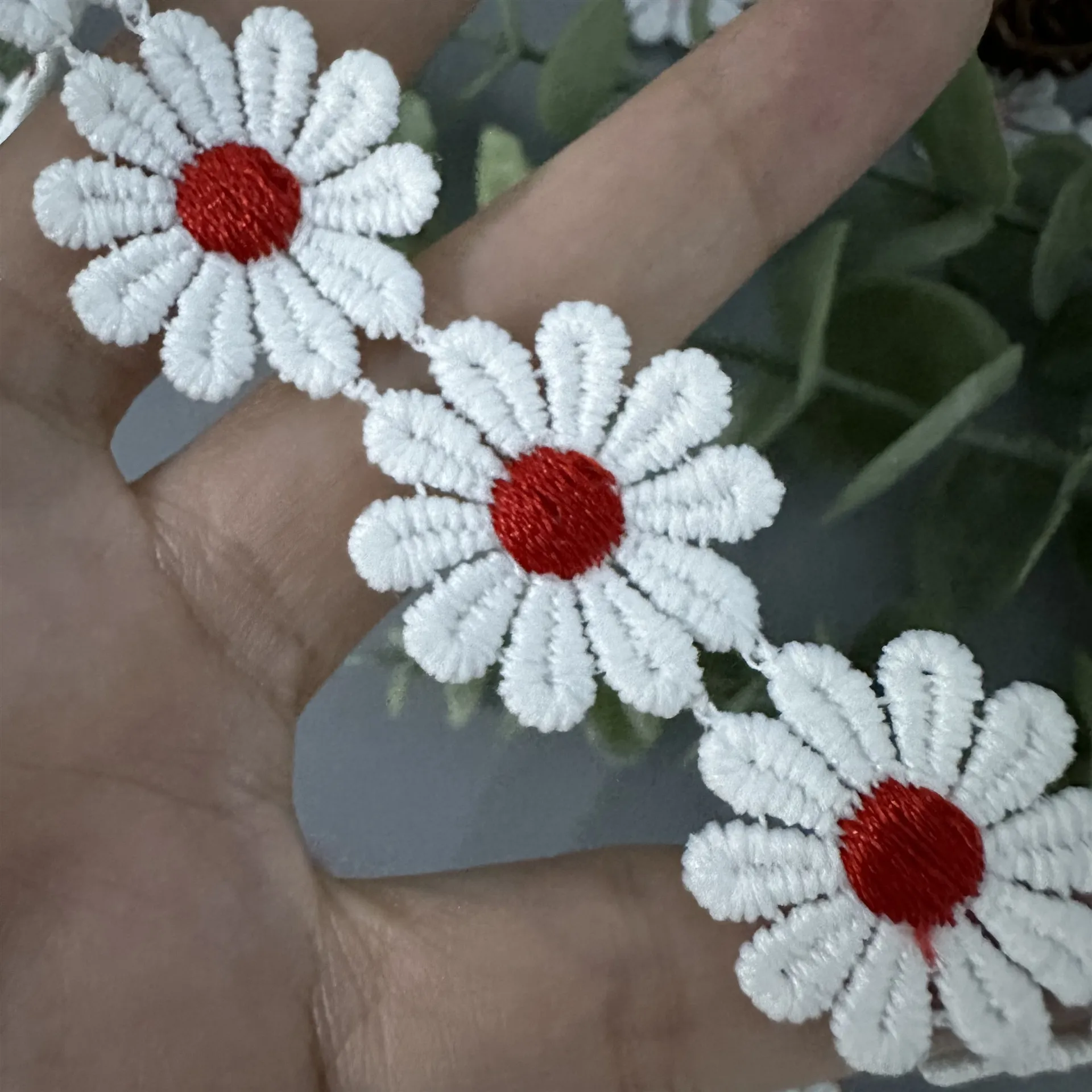 Daisy Lace Sunflower Wedding Dress with Flower Decoration Embroidery Lace for Crafts Trim Applique White Ribbon DIY Trimmings