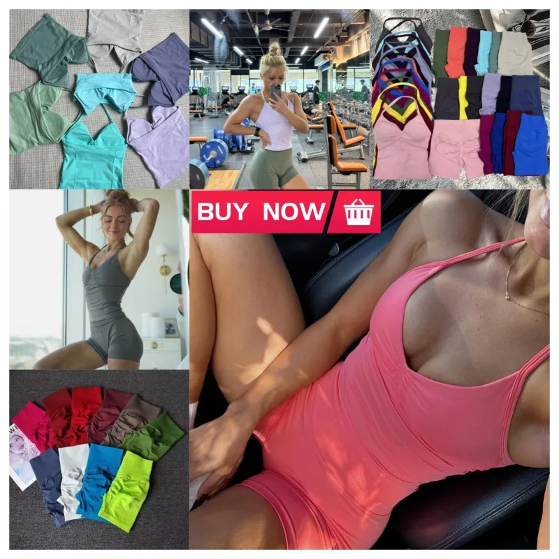 

2025 Brand New DF One-on-one Production V-neck Long Hanging Neck Top Women's Seamless Yoga Tight Backless Sports Breathable Set