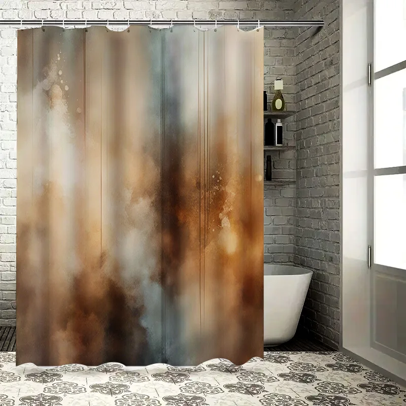 

Зеленая занавеска для душа с акварельным принтом, домашний декор