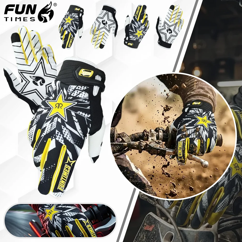 

FUNTIMES Outdoor Cycling Split-Finger Gloves, Latest Edition with Fox Pattern Design, Full-Finger Motorcycle Gloves