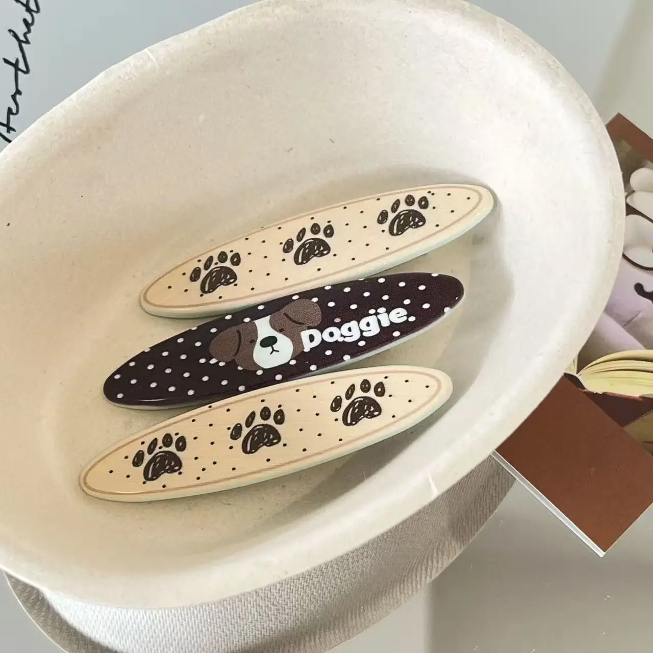 Elliptical Dog Korean-Style Hair Clip Cartoon Sweet Brown Girl Heart Side Bangs Hair Clip High-Quality Duckbill Clip Gift