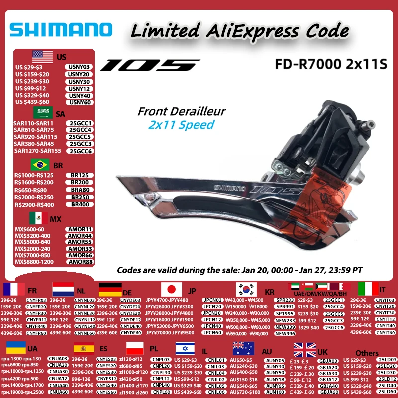 SHIMANO 105 FD-R7000 Front Derailleur For Road Bike Band Mount 2x11 Speed With Clamp Ring 2x11s R7000 Braze On 2V 11V Bike Parts