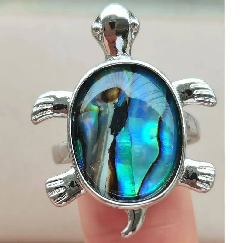 New Zealand Abalone Shell Turtle Butterfly Dragonfly Round Oval Women Men Ring  adjust PWB1152