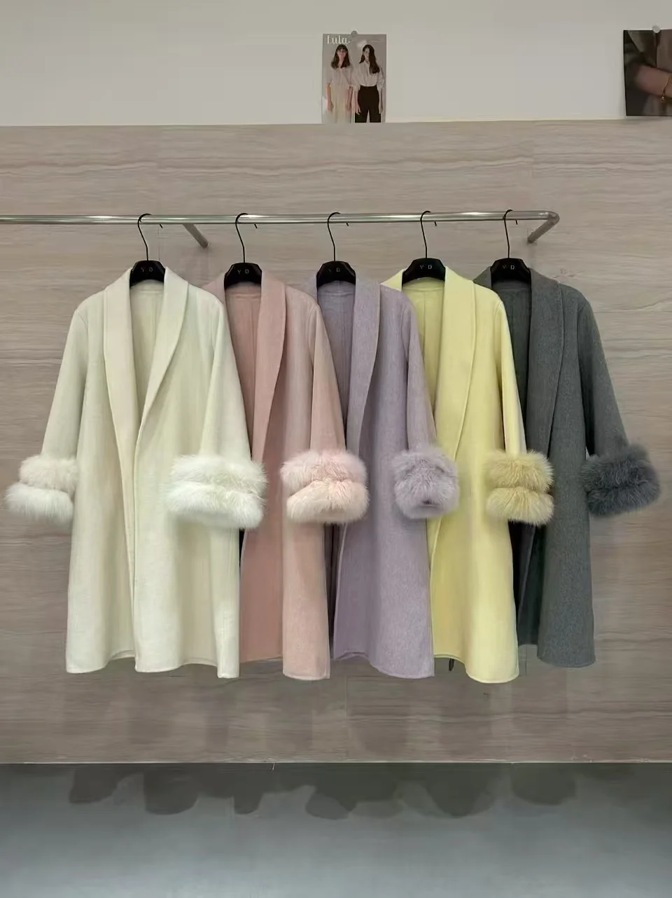 

2025 New Cardigan Jackets Loose Wool Fox Fur Wool Overcoat Women's Short Coat Office Lady Elegant Double-sided Woolen Coat