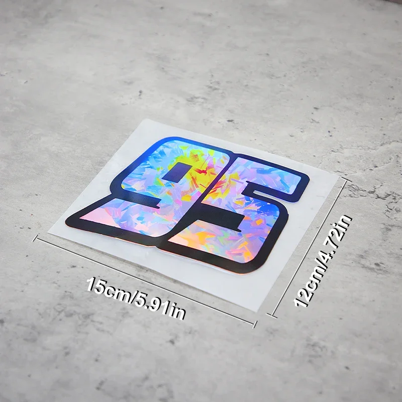 1 Buah Stiker Holografik Nomor 95 untuk Mobil dan Motor, Stiker Bergaya untuk Eksterior Otomotif, Paket Stiker Dekoratif Numerik Kendaraan yang Keren
