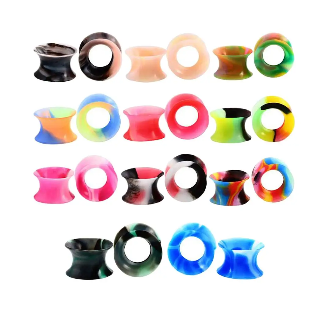 Flexible Tunnel Ear Stretching Silicone Ear Expander Soft Plugs Gauges Body Jewelry for Earlobe Dilation