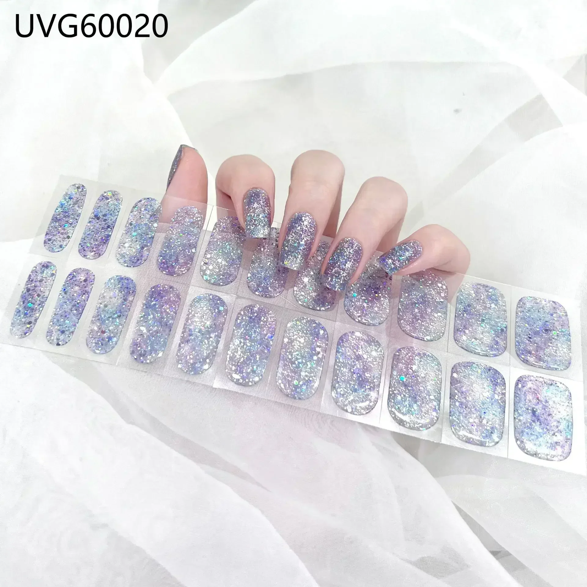 16/20/22 Tips Semi-Cured Gel-Nagel-Wraps, vollflächige Maniküre, DIY, wasserfest, langanhaltend, Gel-Nagel-Sticker-Set, für UV-Lampe erforderlich