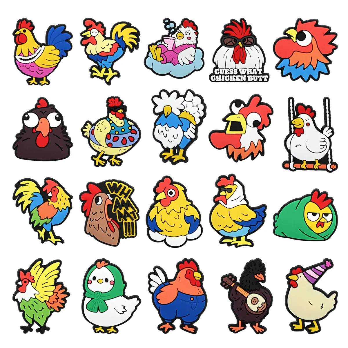 14-200pcs Animal Rooster PVC Shoe Charms Cartoon DIY Accessories Sandals Garden Shoes Buckle Decoration for Party Gifts