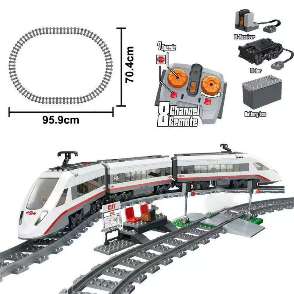 MOC – Train de passagers électrique de haute technologie, 659 pièces, briques compatibles avec 60051 blocs de construction, cadeaux de fête de Festival