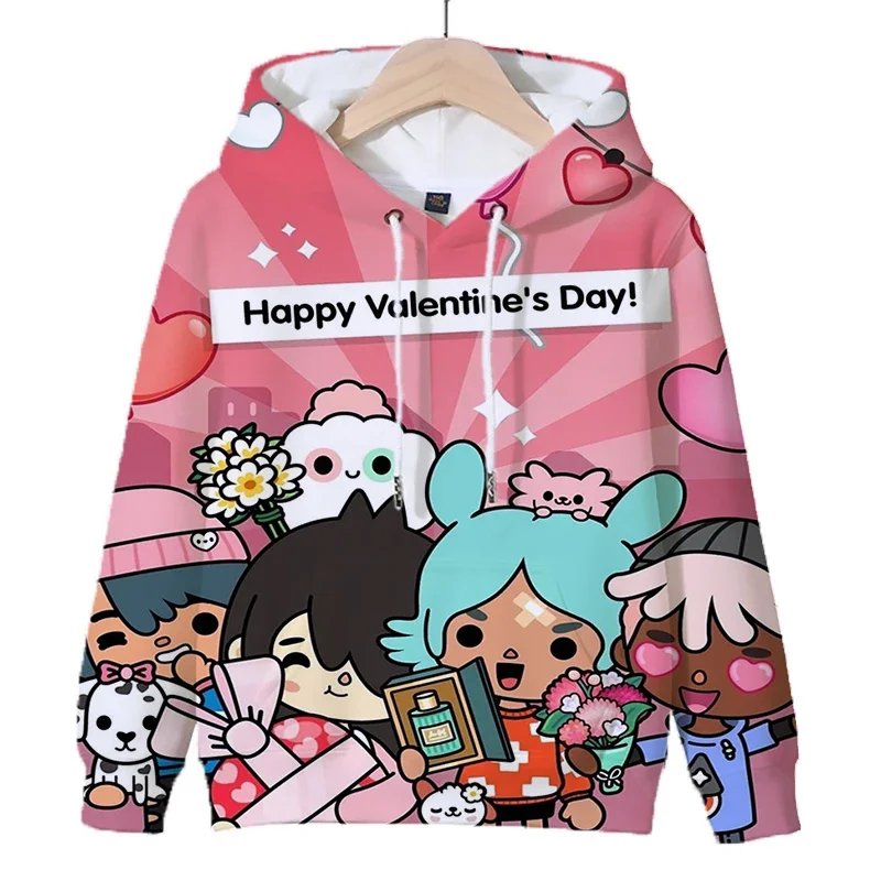 Toca Life World hoodies infantis, casacos em anime 3D, pulôver de desenhos animados para meninos e meninas, blusas de moletom casual infantil, novo outono