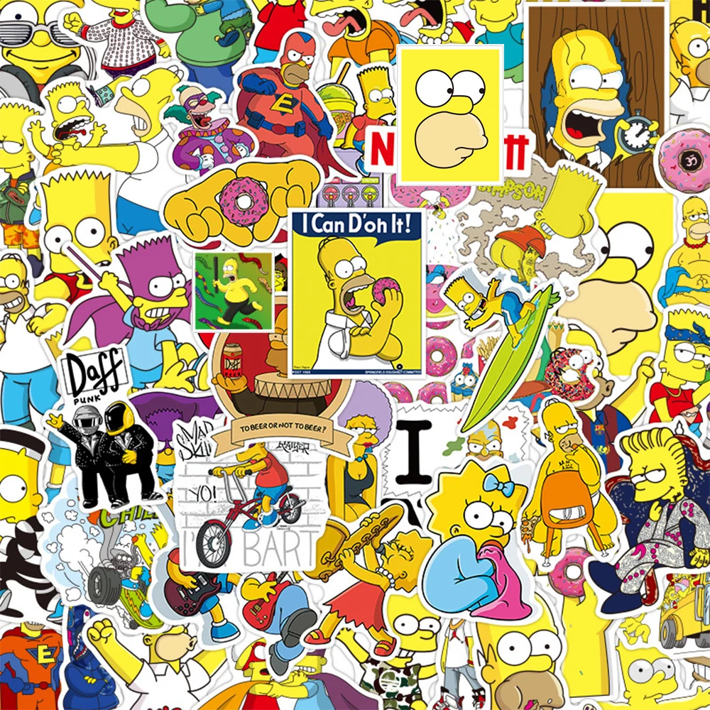 10/30/50/100pcs Comedy Anime The Simpsons Stickers Funny Cartoon Decals Kids Toy Phone Case Skateboard Notebook Graffiti Sticker