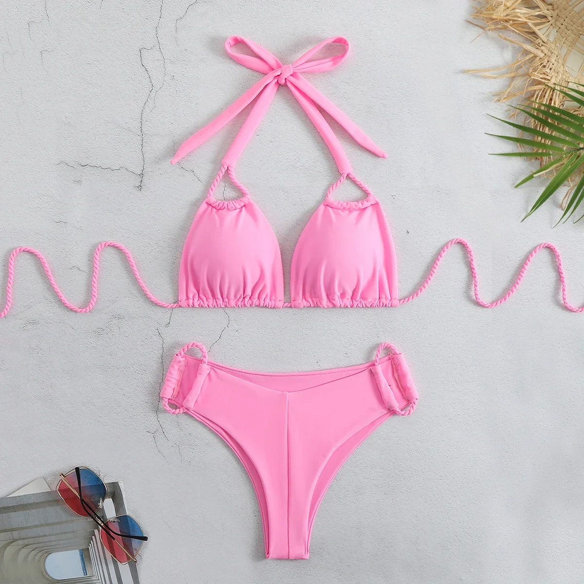 Seksowne brazylijskie bikini Set niskiej talii jednolity nadruk stroje kąpielowe damskie bikini push-up strój kąpielowy damski strój kąpielowy Biquini