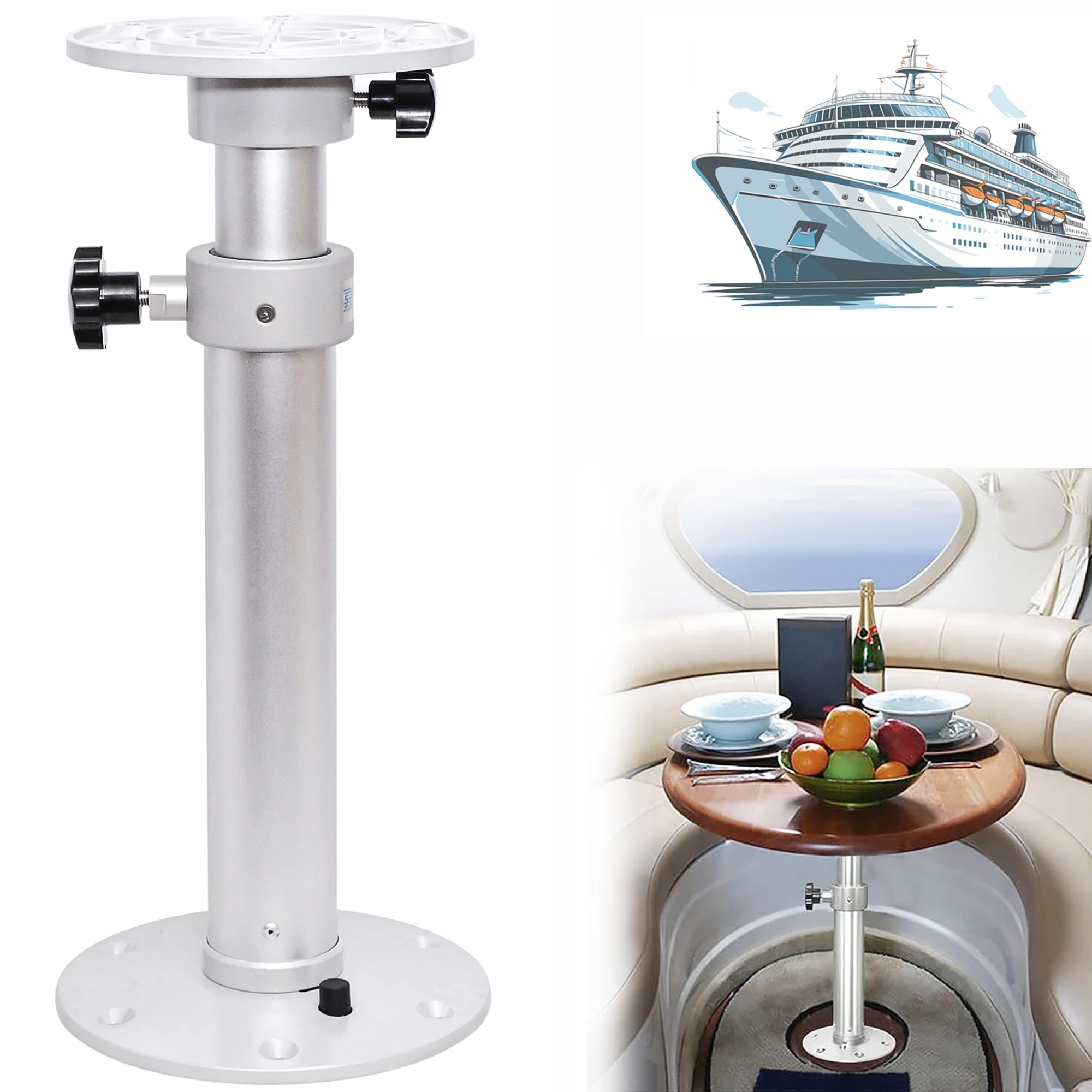 

HWHong Upgraded Boat Table Base, Removable 17.8-27.2 Inch Height Range Adjustable RV Table Base Bracket Legs Base Mounting Frame