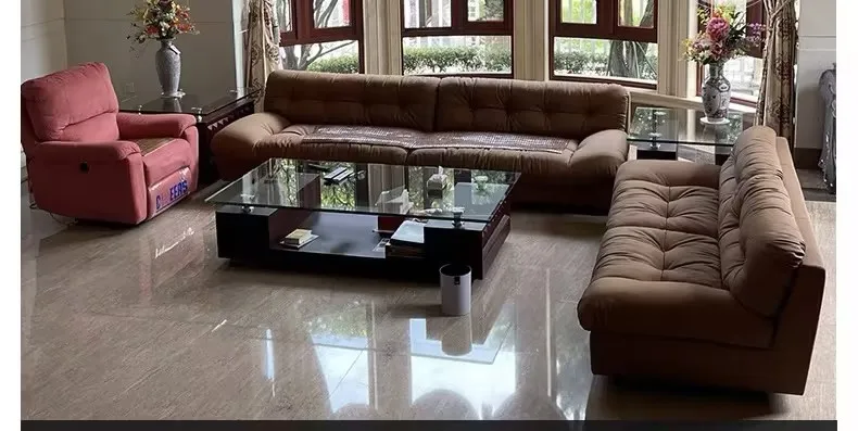 #Italian Luxury Cloud Leather Sofa Set European Design Light Abrasive Fabric for Apartment Villa Extendable for Living Room Use