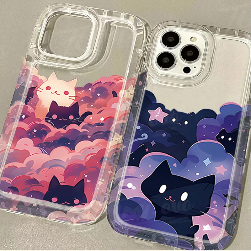 Starry Sky Black Cat Phone Case for Huawei P30 P40 P50 P60 Pro Honor 100 90 80 70 60 50 X9 X9A X8 X5 Magic5 Magic 5 Back Cover