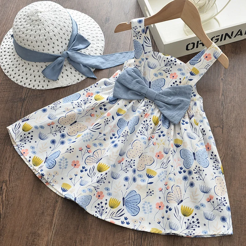 Melario Toddler Baby Cute Bow Girl Dress Flower Princess Infant Girls Sleevless Party Costumes Newborn Lovely Clothes With Hat