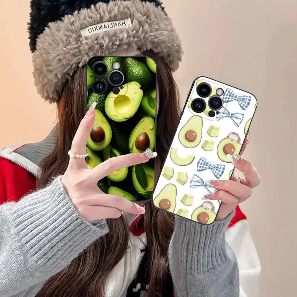 

Avocado Phone Case For iPhone 16,15,14,13,12,11,Pro,XS,Max,XR,Plus,E,SE4,Mini Black Fashion Cover