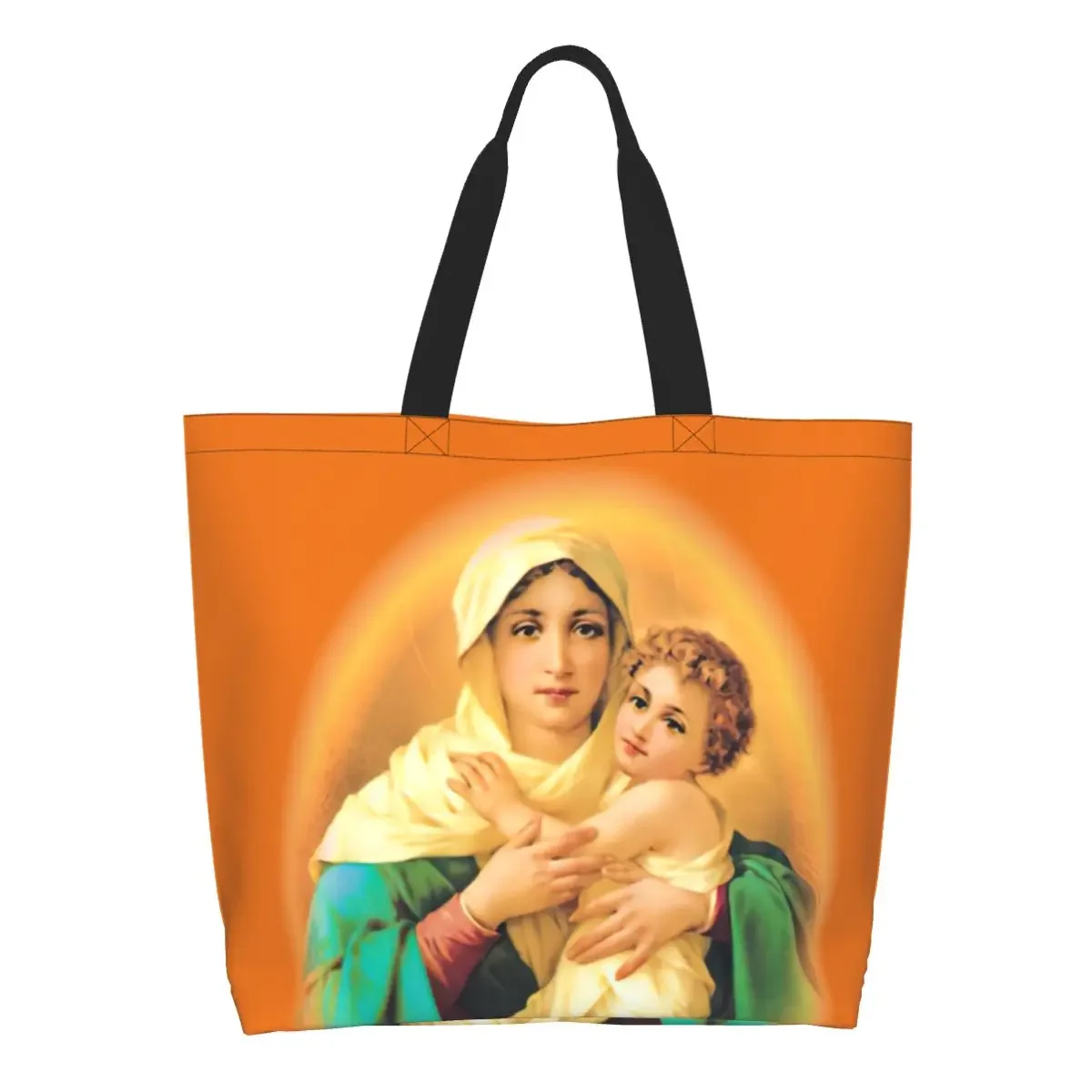 Funny Printed Our Lady Of Schoenstatt Shopping Tote Bags Washable Canvas Shopper Shoulder Virgin Mary Catholic Saint Handbag