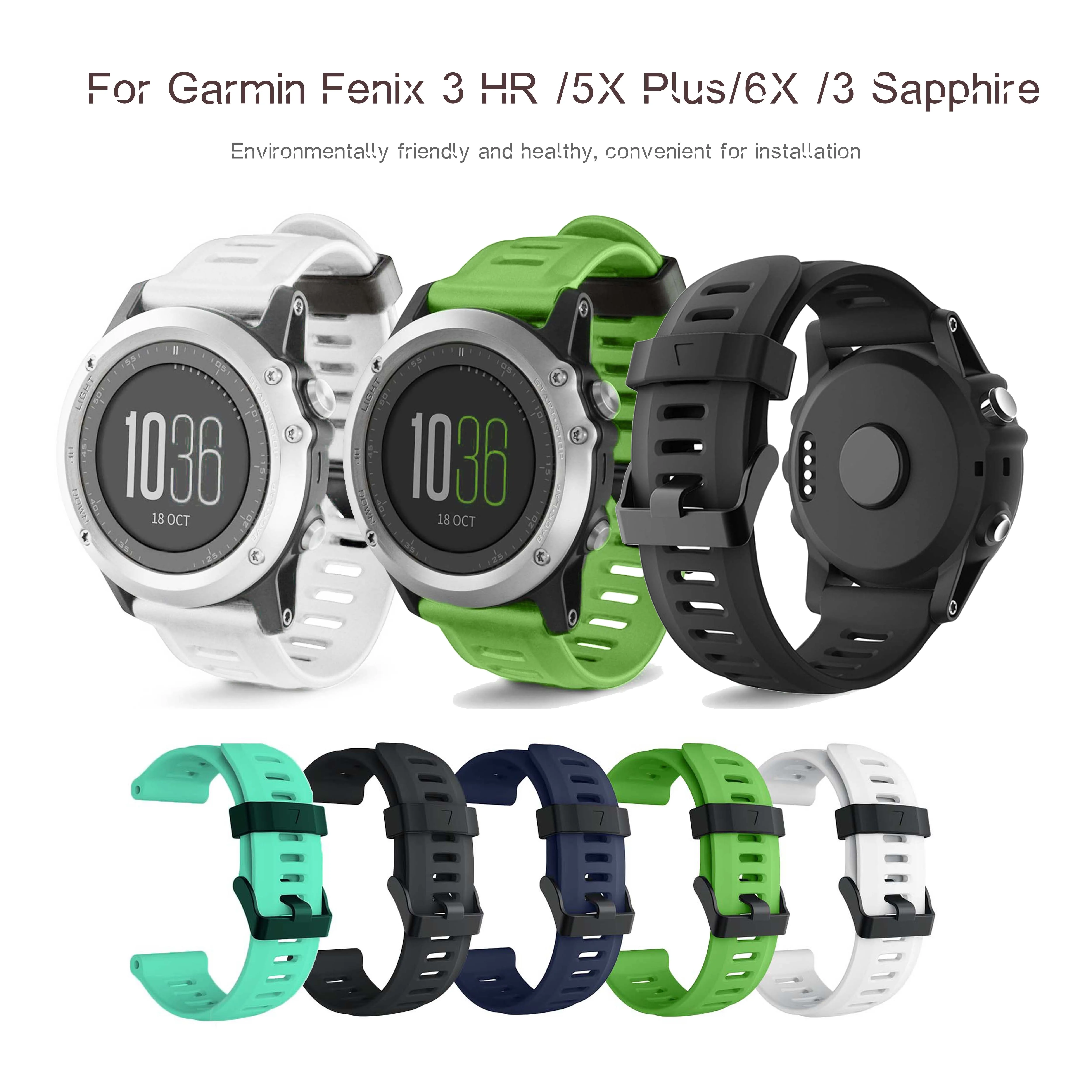 Bracelet de rechange en silicone pour montre intelligente Garmin, remplacement du bracelet, saphir, Fenix 3 HR, 5X Plus, 6X, 3, 26mm