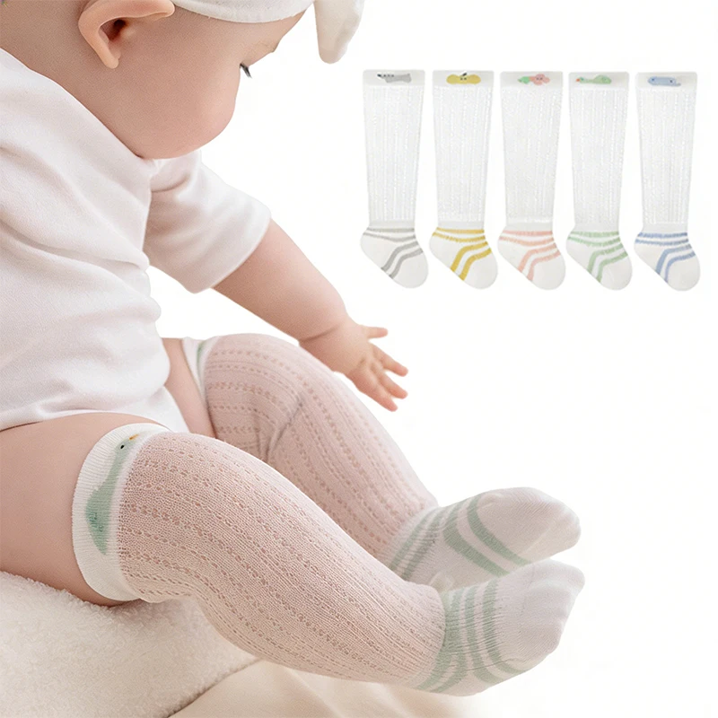 

Носки для новорожденных, летние противомоскитные носки до колена, милые дышащие сетчатые чулки с мультяшным рисунком для младенцев