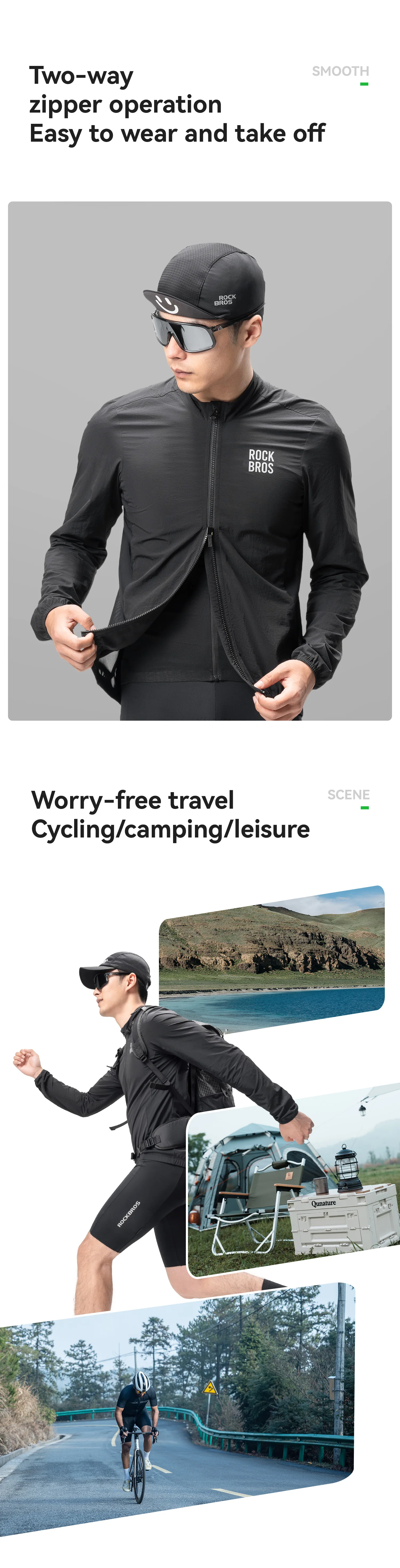 ROCKBROS Fahrradjacke Winddicht Reflektierend MTB Fahrrad Windjacke Leichte Sonnenschutz Wanderjacke Sportbekleidung – Detail 5