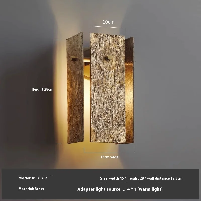 Bark Textured Copper Wall Lamp Minimalist Modern Living Room Tv Wall Creative Designer Staircase Hallway Lighting Fixtures