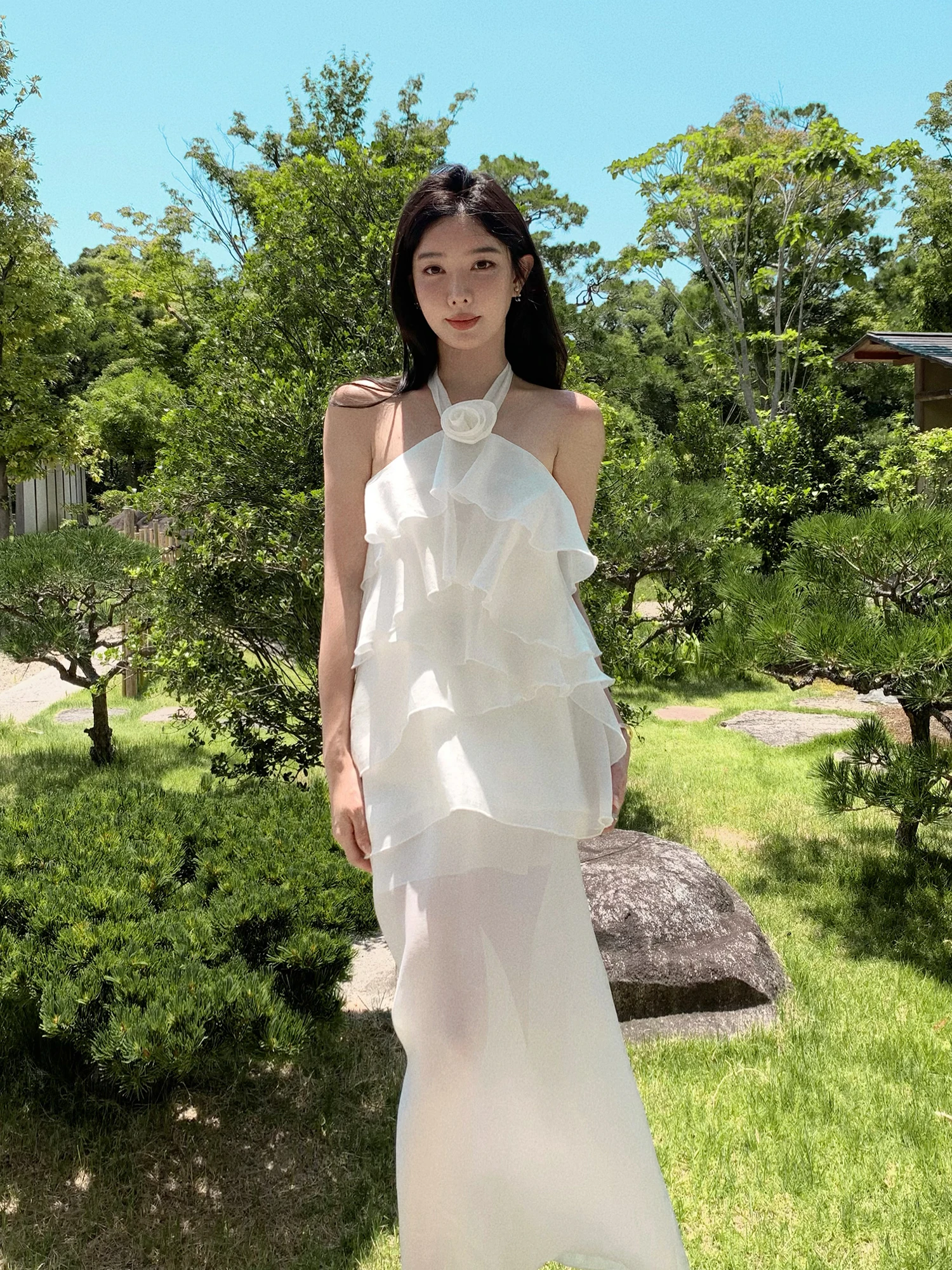 

Комплект iwei Qipao gen Star Light Luxury: модный топ с завязками на шее и юбка для женщин 25-35 лет
