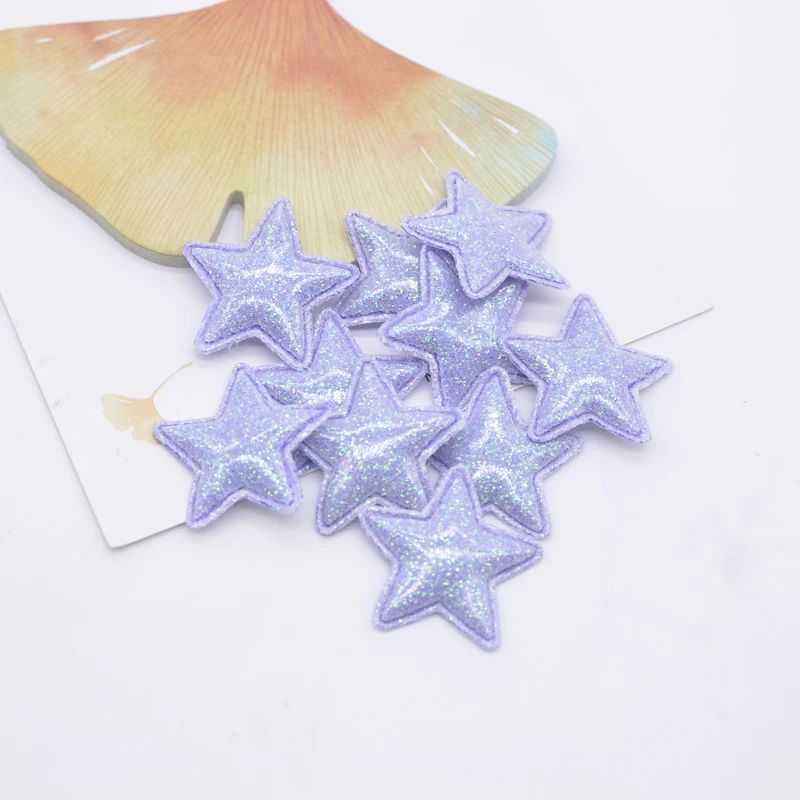 50Pcs 25mm Bling PU Leather Star Applique for DIY Girl Headwear Hair Clips Decor Accessories Clothes Hat Sewing Patches