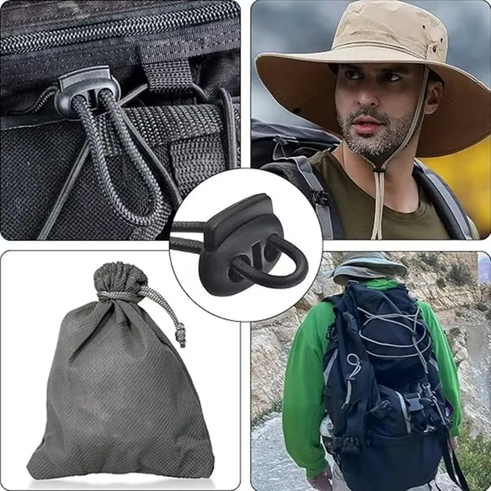 10Pcs Two Hole Cord Lock Spring Mechanism Clip Bean Toggle Clip Adjustable Cord Tighten Buckles