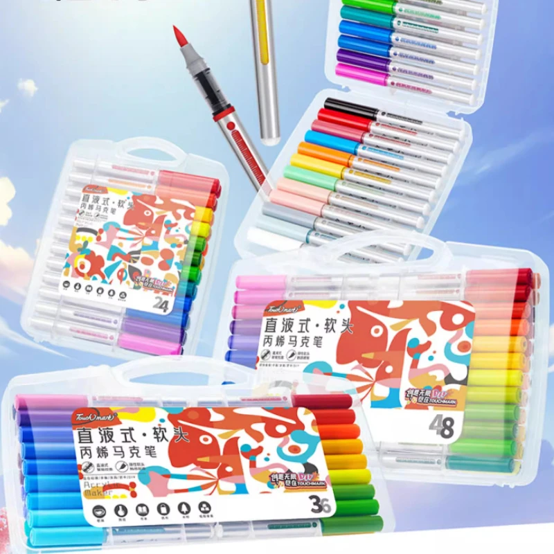 12/24/36/48color Straight Liquid Acrylic Marker Stackable Color Color-impermeable for Hand-painted Graffiti Illustration Design